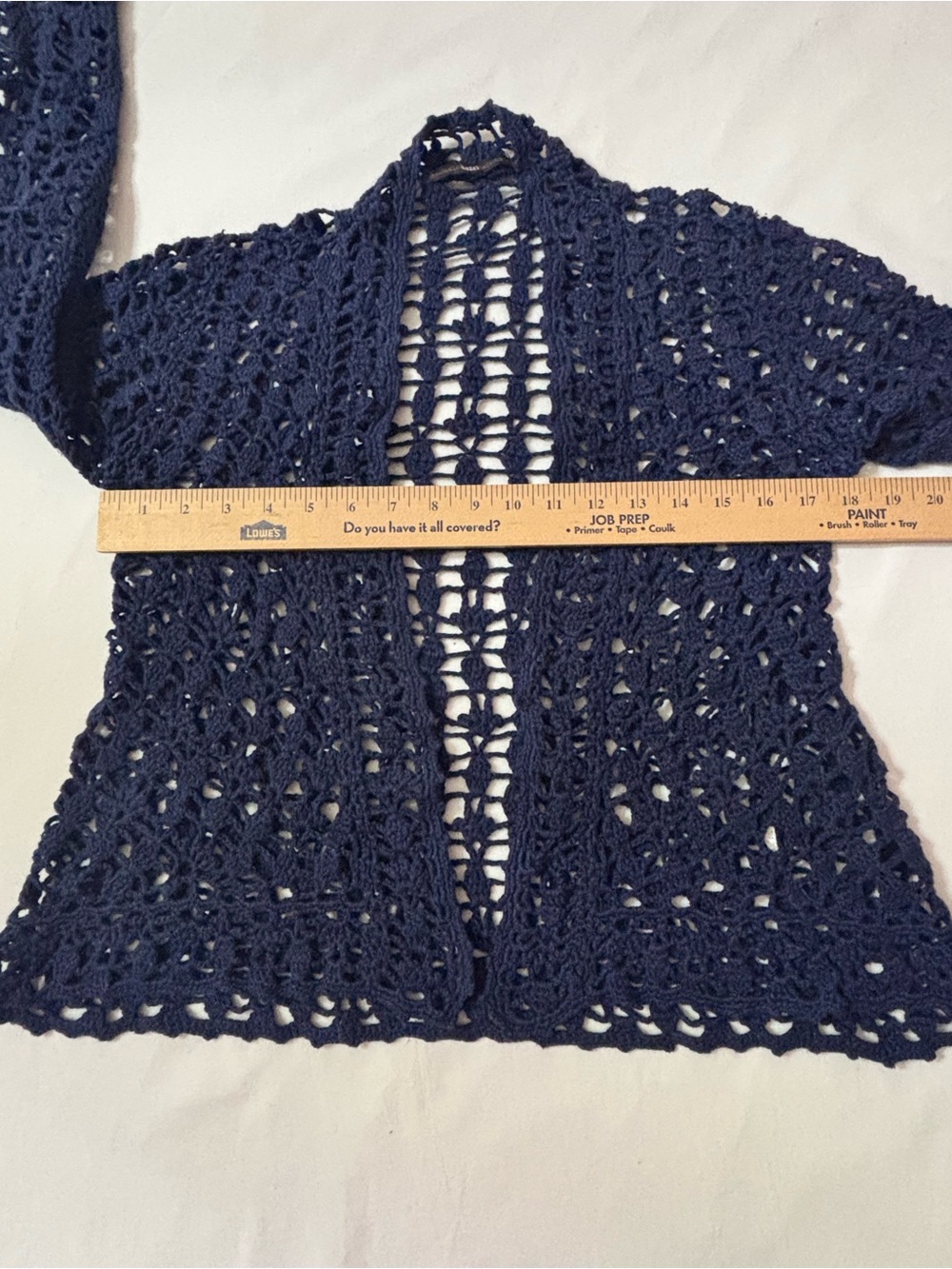Vintage Hazel Crochet Open Front Cardigan - Navy Blue - Boho Whimsigoth Sz S - Picture 6 of 7